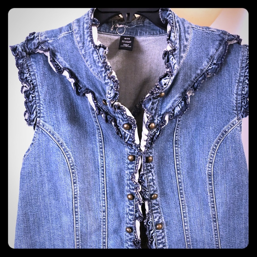 Ruffled denim vest